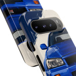 R34 Skyline GT-R Bayside Blue Tough Phone Case for 90s JDM Fans