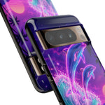 Neon Dolphin Ocean Vaporwave Art Tough Phone Case