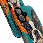 Boston Terrier Pop-Art Portrait Tough Phone Case - Teal Orange