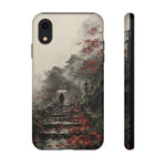 Autumn Temple Steps phone case | Japanese watercolor landscape cover