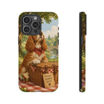 Cocker Spaniel Picnic Scene phone case | vintage dog art