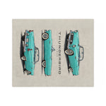Turquoise 1955 Thunderbird Illustration Blanket | Retro Classic Car Throw