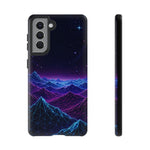 Retro Neon Mountains Phone Case | Vaporwave Galaxy Landscape