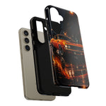 Orange Cuda Phone Case, Rainy City Night Muscle Car Tough Cover