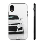 White Camaro Phone Case, ZL1 American Muscle Car Tough Cover for Men
