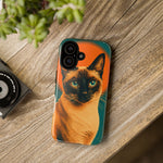 Siamese Cat Retro Halftone Portrait Case - Orange Teal Print