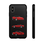 C4 Corvette Art Phone Case Red, Three-View Vector Cover, Gift