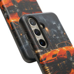 Orange Daytona Phone Case, Rainy City Night Muscle Car Tough Cover