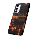 Orange Cuda Phone Case, Rainy City Night Muscle Car Tough Cover