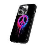 Glitch Peace Sign Phone Case, RGB Melt Digital Art Tough Cover, Gift