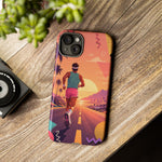 Retro Runner Sunset phone case | 80s Vaporwave jogging design