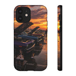 Muscle Car Meet Phone Case, Golden Hour Cars Coffee Tough Cover