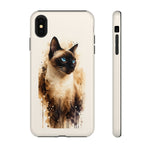Siamese Cat Watercolor Portrait Tough Phone Case - Cream Choc