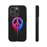 Glitch Peace Sign Phone Case, RGB Melt Digital Art Tough Cover, Gift