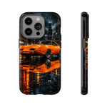 Orange Daytona Phone Case, Rainy City Night Muscle Car Tough Cover