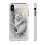 Turkish Angora Cat White Silk Portrait Art Tough Phone Case