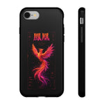 Glitch Phoenix Rising Art Tough Phone Case - Orange Pink Neon