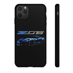 Blue C7 Z06 Sports Car Tough Phone Case Track Style Cover Gift