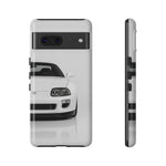 White MK4 Supra Phone Case, Retro 90s JDM Tough Cover for Car Enthusiasts