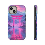 Neon Torii Gate Mountain Vaporwave Art Tough Phone Case
