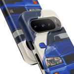 R34 Skyline GT-R Bayside Blue Tough Phone Case for 90s JDM Fans