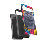 British Shorthair Round Pop Art Tough Phone Case