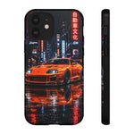 Orange Supra Phone Case, Neon City Night JDM Sports Car Tough Cover