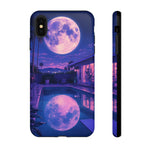 Neon Moonlit Pool Tough Case | Moon Reflection Phone Case, Vaporwave Night Sky