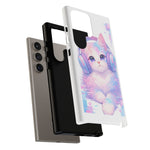Pastel Cat Phone Case, Headphones Glitch Color Block Cover
