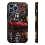 Red FD RX-7 Blossom Alley Tough Phone Case - Rain-Slicked Night