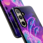 Neon Dolphin Ocean Vaporwave Art Tough Phone Case