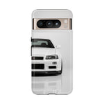 White Skyline Phone Case, R34 GTR 90s JDM Legend Tough Cover for Men, Gift