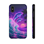 Neon Dolphin Ocean Vaporwave Art Tough Phone Case