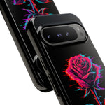 Glitch Rose Neon Phone Case Vaporwave Tough Cover