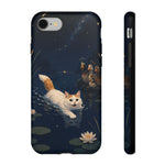 Turkish Van Swimming Cat Tough Case | Whimsical Night Pond, Lily Pads, Ducks