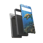 Sea Turtle Reef Phone Case, Coral Ocean Dappled Sunlight Tough Cover