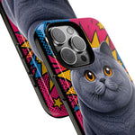 British Shorthair Round Pop Art Tough Phone Case