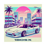 180SX Poster JDM Miami Vaporwave Sunset Drift Car Retro Wall Art
