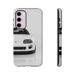 White MK4 Supra Phone Case, Retro 90s JDM Tough Cover for Car Enthusiasts