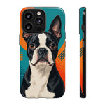 Boston Terrier Pop-Art Portrait Tough Phone Case - Teal Orange