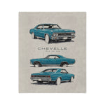 1966 Chevelle Car Illustration Velveteen Blanket | Classic Muscle Car Throw