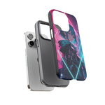 Anime Girl Phone Case Teal, Neon Kanji Calm Gradient Tough Cover