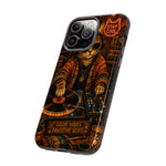 DJ Cat Phone Case, Glowing Turntables Folk Art Cover