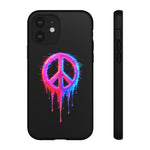 Glitch Peace Sign Phone Case, RGB Melt Digital Art Tough Cover, Gift