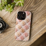 Silk Rose Phone Case, Blush Pink Floral Pattern Tough Cover, Gift