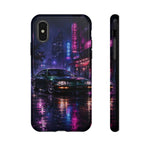 Neon City Night Prelude JDM Car phone case | Vaporwave rainy street
