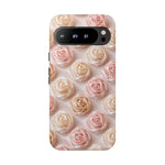 Silk Rose Phone Case, Blush Pink Floral Pattern Tough Cover, Gift