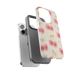 Pink Cherry Pattern Phone Case | Cute Retro Fruit Design
