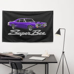 1970 Super Bee Wall Flag Banner 34x56 Plum Crazy Purple Muscle Car Decor