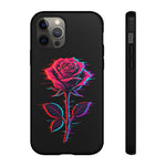 Glitch Rose Neon Phone Case Vaporwave Tough Cover